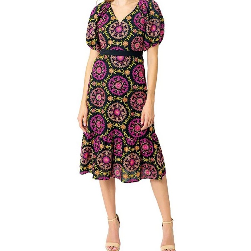 Sam Edelman puffed sleeve embroidered dress